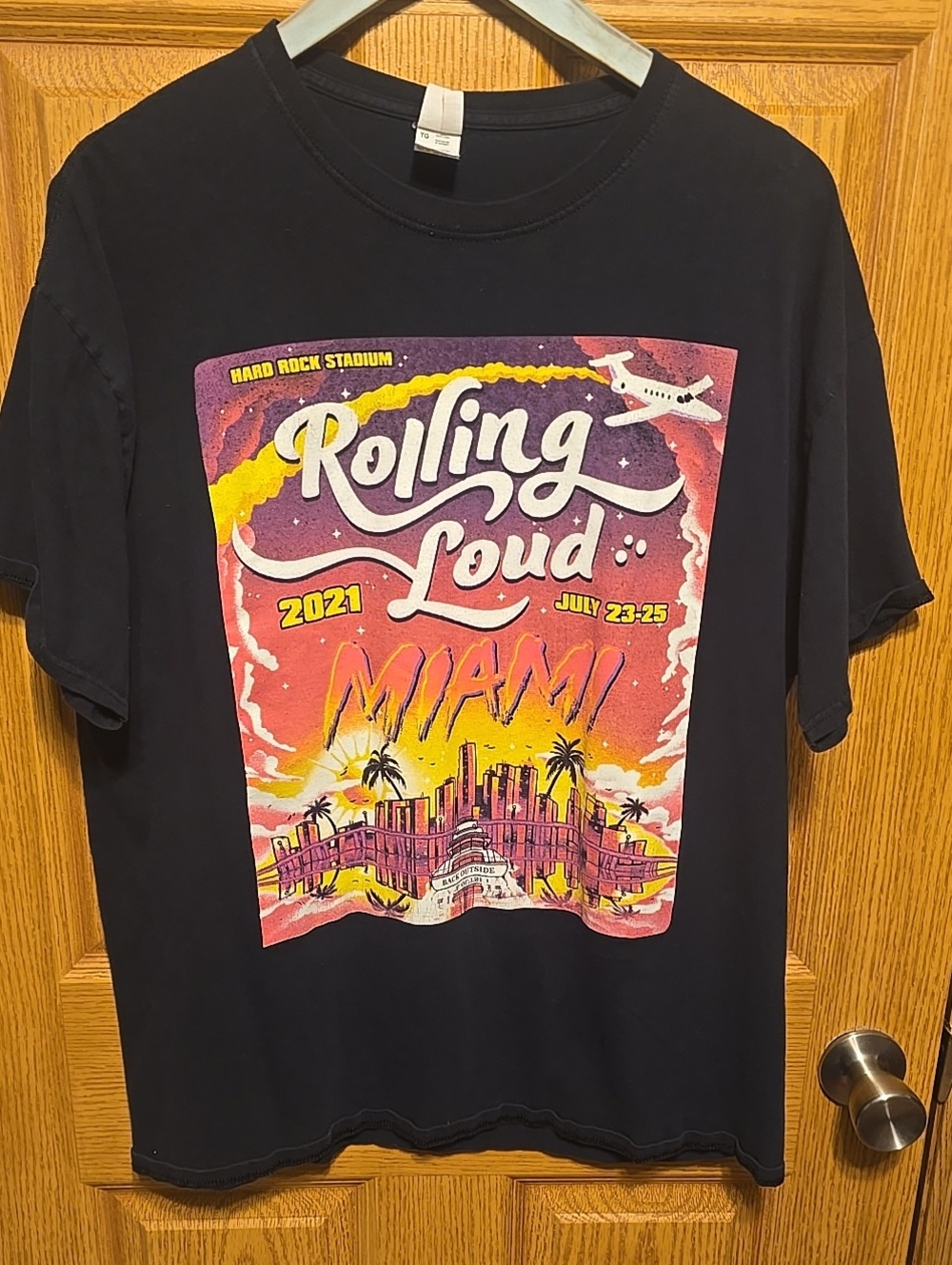 Rolling Loud Miami 2021 T-Shirt XL Travis  Graphic Tee - Black with Sunset Print